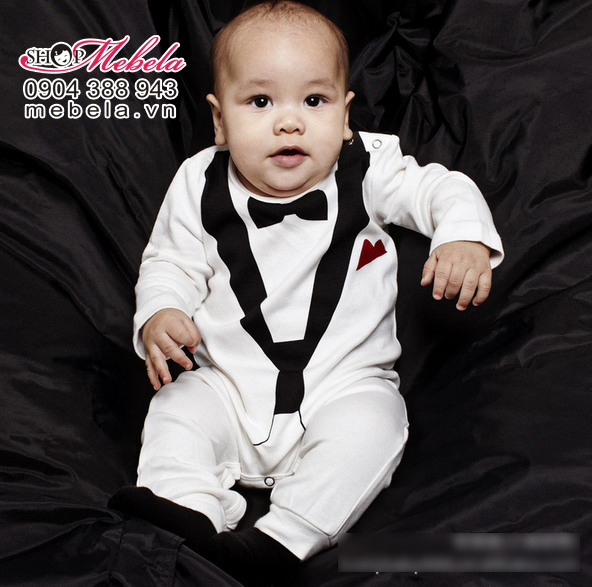 BD509 Body gia in hình giả vest trắng chất thun mềm mại đáng yêu cho bé 7-13 cân