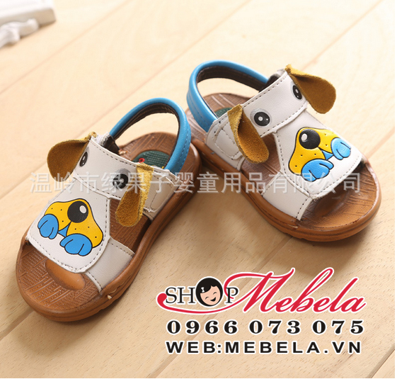 XD15 Xăng đan hình chó cún màu trắng cực xinh size 21-25 (1-3 tuổi)