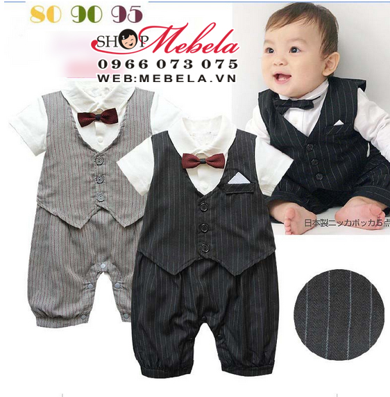 BD39 Bộ áo liền quần, body giả gile vest cực xinh cho bé 10-12-13 cân