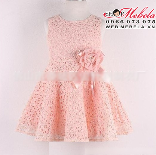 V85 Váy ren công chúa mềm nhẹ xinh xắn gắn hoa bụng cho bé 8-10-12-14-16 cân