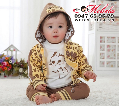 BT541 Bộ nỉ bé trai set 3 gồm áo khoác nỉ vàng in chữ 2 lớp, áo thun dài tay và quần nỉ 2 lớp 8,10,12kg(6 đến 24 tháng)