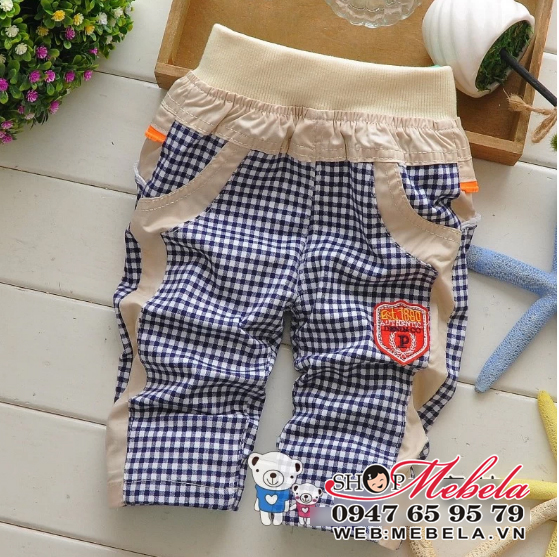 QT500 Quần dài kẻ caro bé trai chất mềm co giãn size 9 đến 15kg (9tháng đến 3 tuổi)