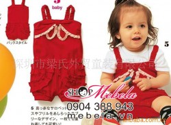 BG13 Bộ quần yếm đỏ kèm áo phông trắng xinh xắn cho bé gái 1-3 tuổi