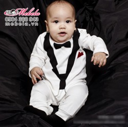 BD509 Body gia in hình giả vest trắng chất thun mềm mại đáng yêu cho bé 7-13 cân