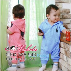 BD27 Body Polo cộc tay liền mũ ngộ nghĩnh cho bé 7-13 cân