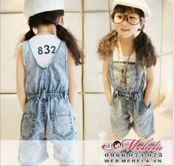 QG14 Quần yếm bò mềm cho bé gái size 3-8 tuổi