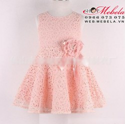 V85 Váy ren công chúa mềm nhẹ xinh xắn gắn hoa bụng cho bé 8-10-12-14-16 cân