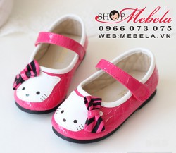 G23 Giầy búp bê hồng Hello Kitty gắn nơ xinh xắn, chất mềm size 21-25 (1-3 tuổi)