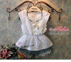 AG25 Áo váy cho bé ren trắng mát mẻ điệu đà 12 đến 20 kg (khoảng 2 đến 5 tuổi)