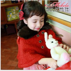AC10 Áo choàng dạ đỏ 3 lớp ấm áp cho bé 6tháng đến 3 tuổi (khoàng 8 đến 16 cân)