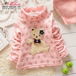 AG524 Áo nỉ lót lông cao cổ gấu xinh 9,11,13,15kg (9 tháng,1,2,3 tuổi)