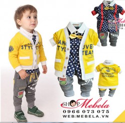 BT514 Bộ nỉ style Hàn gồm 3 món size 9 đến 13kg (9 đến 30tháng)