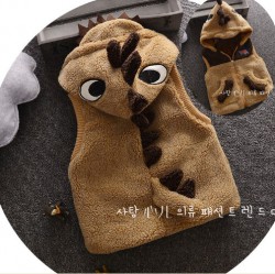 KT134 - Áo khoác gile lông nâu hình khủng long cho bé 12kg - 18kg; 2t - 5t; sz L - XXXL