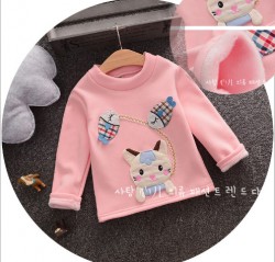 AG583 - Áo nỉ lót lông màu hồng hình mèo câu cá cho bé 12kg - 20kg; 2T - 6T; sz 6 - 12