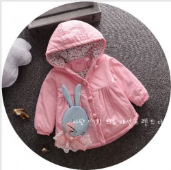 KG281 - Áo khoác hồng lót bông trang trí thỏ xanh cho bé 8kg - 13kg; 8th - 2,5t; sz 120 - 180