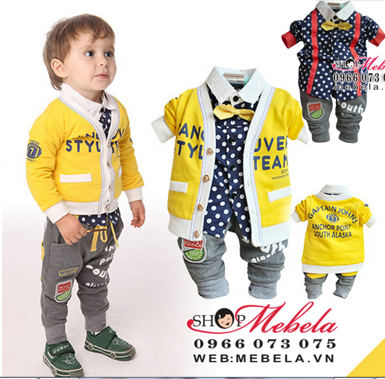 BT514 Bộ nỉ style Hàn gồm 3 món size 9 đến 13kg (9 đến 30tháng)