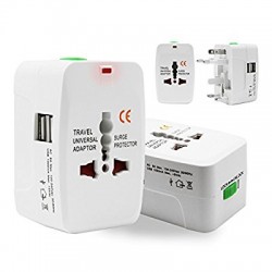 Ổ CẮM ĐIỆN ĐA NĂNG,  PHÍCH CẮM DU LỊCH ĐA QUỐC GIA 2 CỔNG USB 
