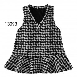13093 Váy dạ cổ tim trắng đen 