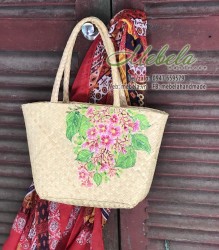 Túi handmade cỏ bàng vẽ tay hoa khế 