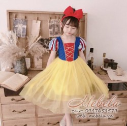 Đầm công chúa Bạch Tuyết kim sa đỏ 13-25kg