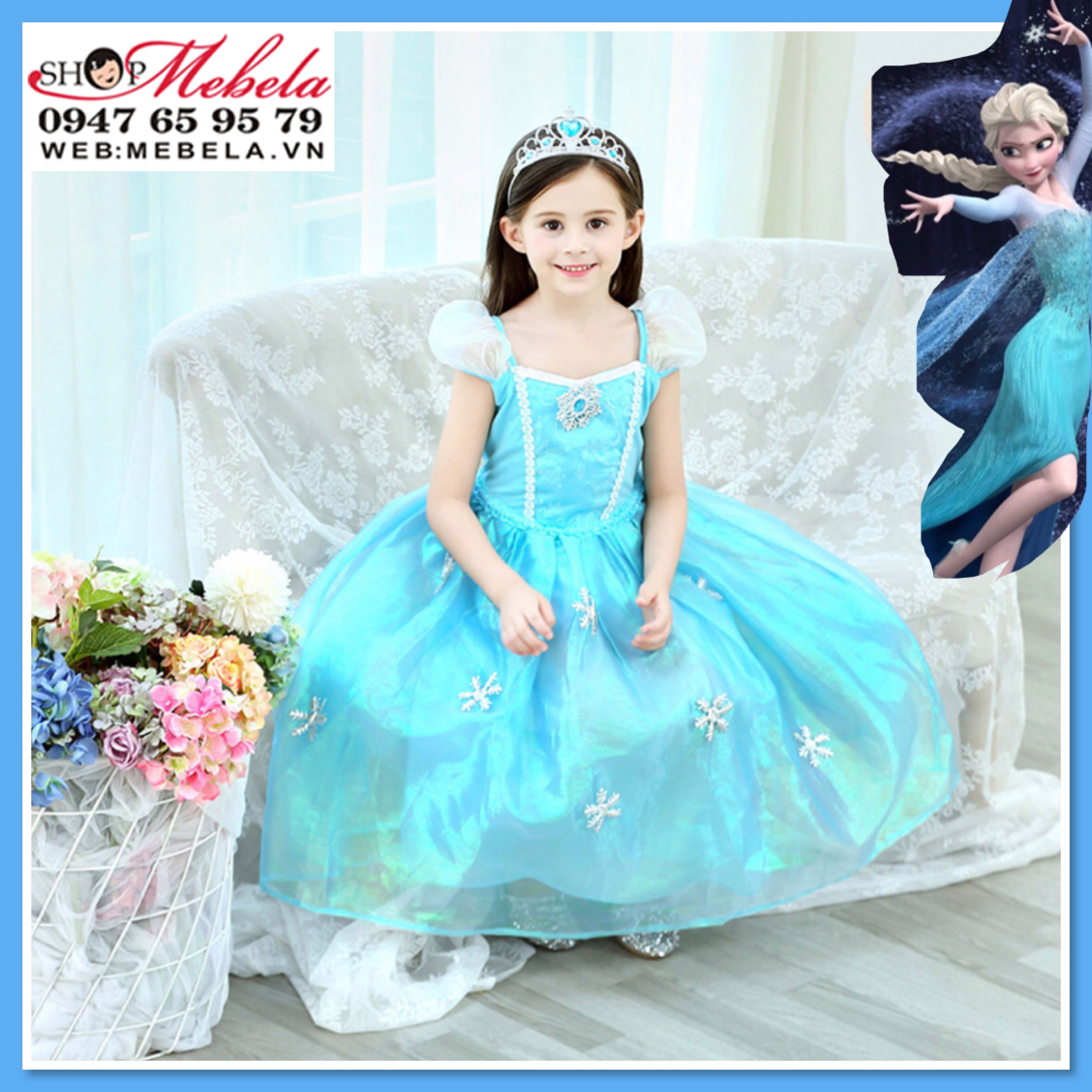 Váy đầm công chúa Elsa - Frozen cho bé 13-30kg