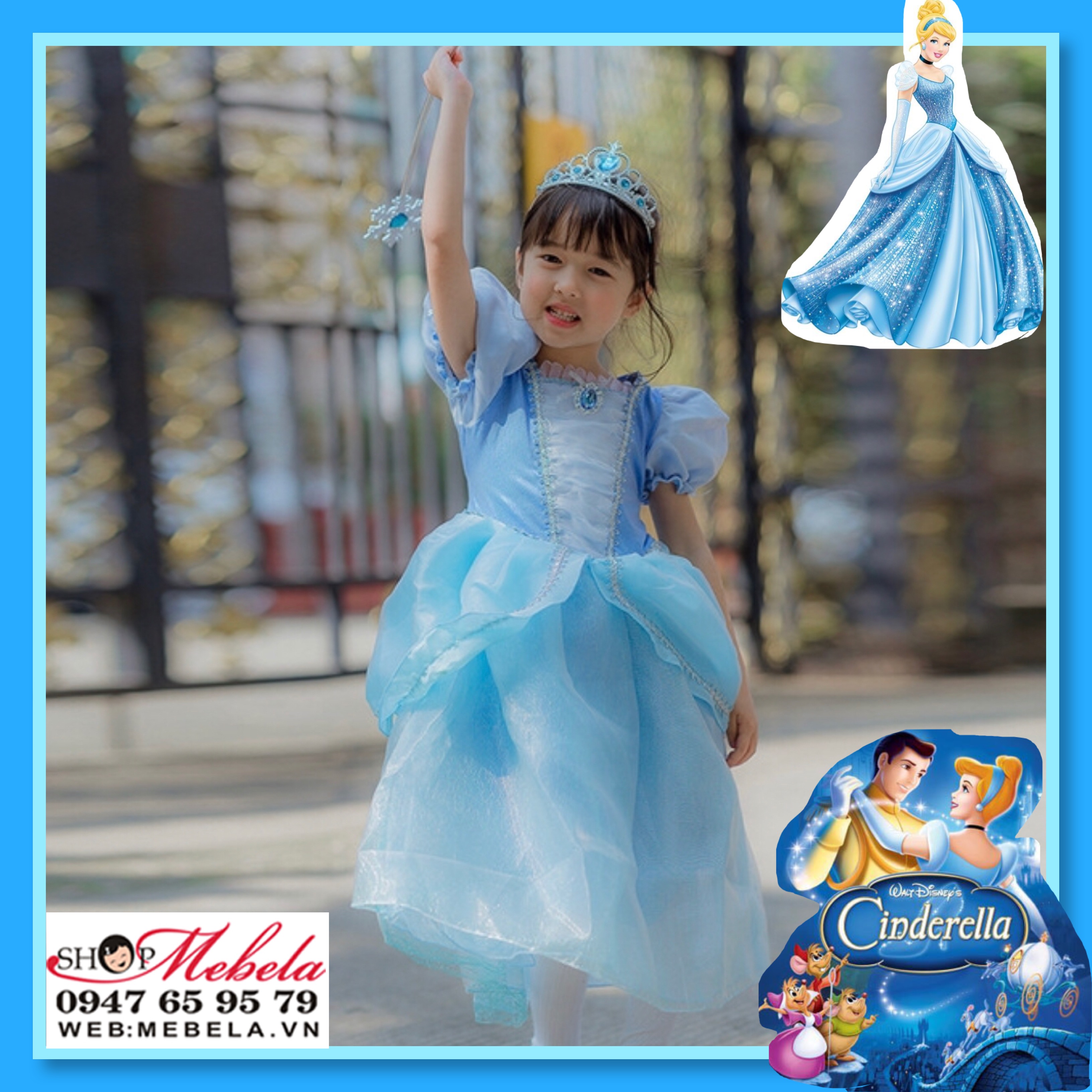 Váy đầm công chúa Lọ Lem - Cinderella cho bé 15-33kg