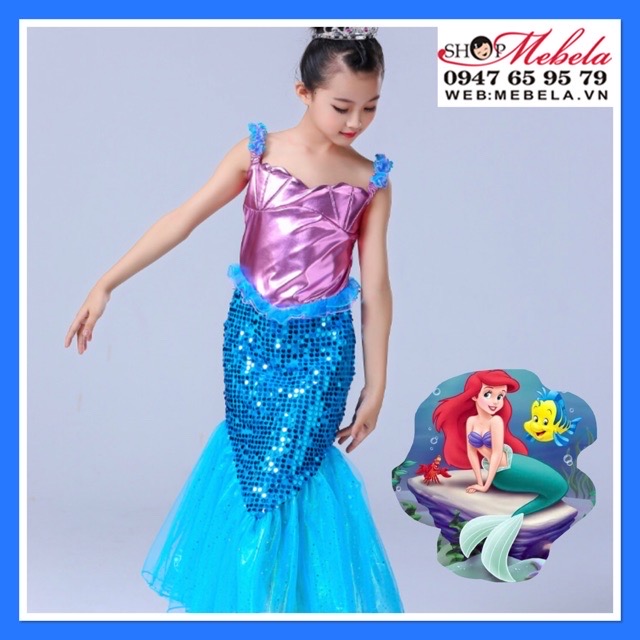 Váy nàng tiên cá Ariel cho bé 16-37kg