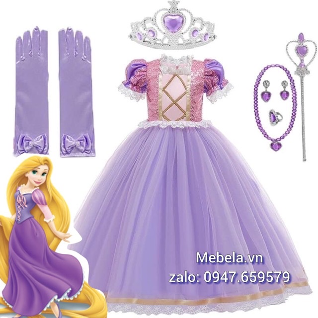🎀 Váy công chúa Tóc mây Rapunzel cho bé 13-30kg