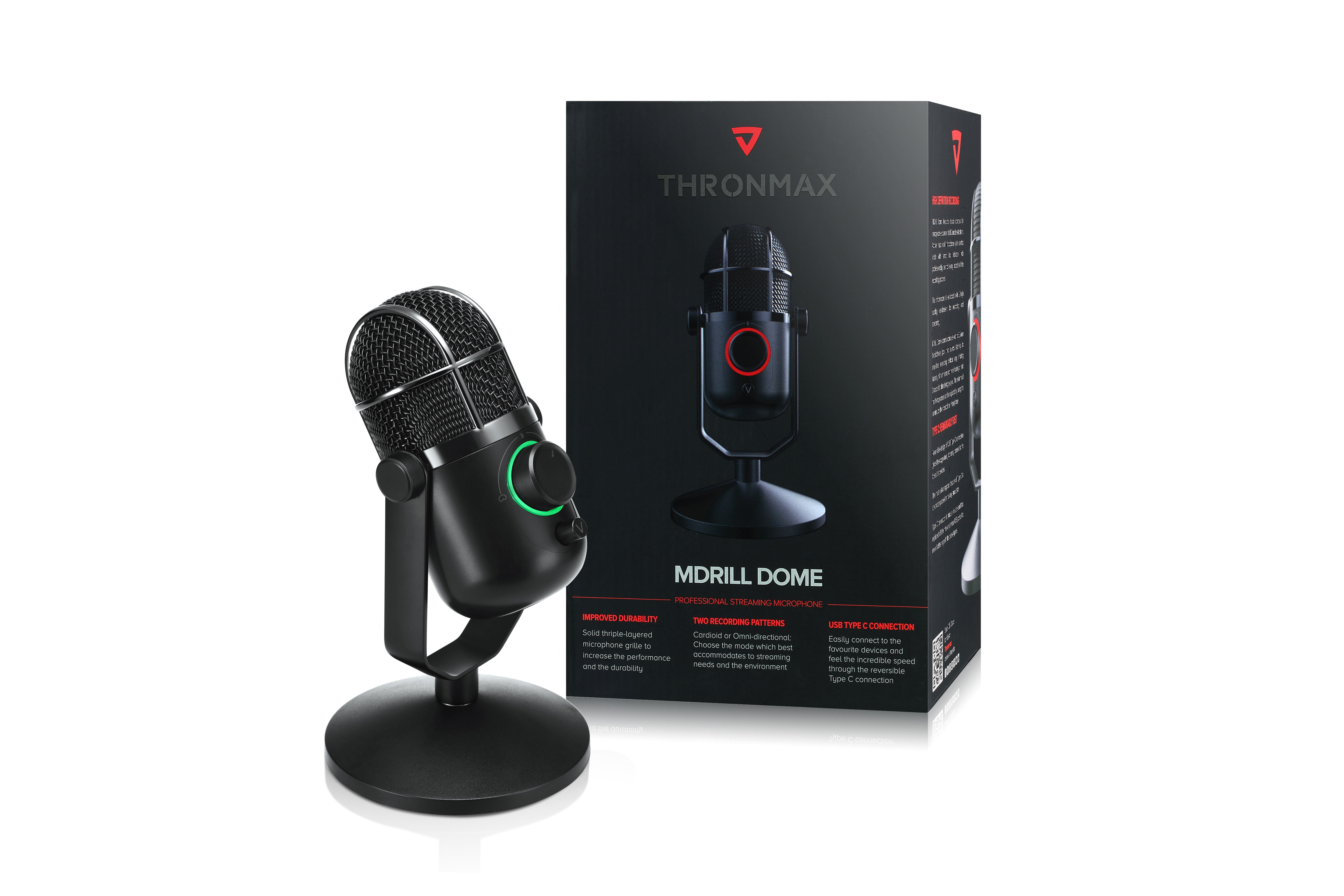 Microphone Thronmax Mdrill Dome M3 Plus Jet Black