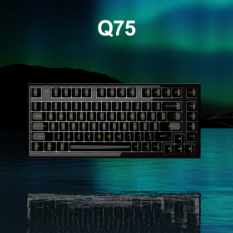 Bàn phím cơ FL-Esports Q75 Transparent Black Dark Ice Keycap - 3 Mode