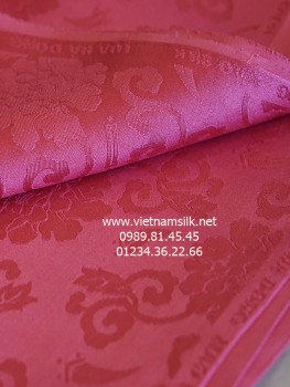 Lụa Hà Đông 100% silk họa tiết hoa hồng lớn màu vỏ đỗ (VL.127)