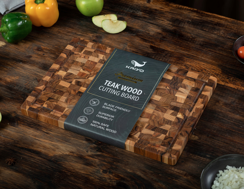 Thớt gỗ Teak đầu cây chữ nhật siêu bền, chắc (dày 2,5 x rộng 28 x dài 40cm)