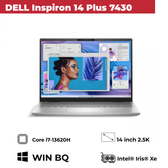 Dell Inspiron 7430 Plus Core i7-13620H/16G/ 1TB/ Iris Xe Graphics/ 14 inch QHD/ 90Hz/ Non-TouchW11H/ Silver