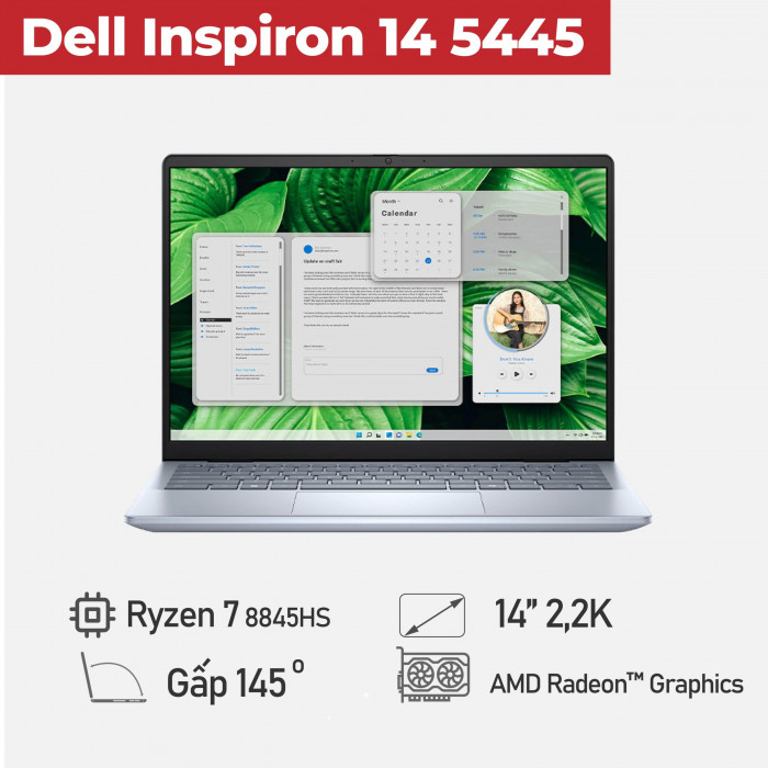 Dell Inspiron 5445 Ryzen 7-8840HS/ 16GB/ SSD512/ AMD Radeon 780M/14 inch 2.2K/ W10H